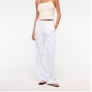 Abercrombie & Fitch Sloane Wide Leg Linen Trousers , Size 30 Long, White